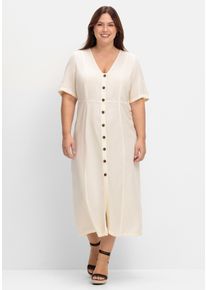 sheego Gro&szlig;e Gr&ouml;&szlig;en Sommerkleid Kn&ouml;pfe in Horn-Optik, champagner, Gr&ouml;&szlig;e 46 - Damen