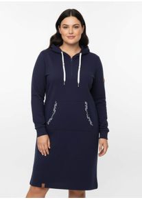 sheego Gro&szlig;e Gr&ouml;&szlig;en Jerseykleid mit K&auml;nguru-Tasche, marine, Gr&ouml;&szlig;e 48 - Damen