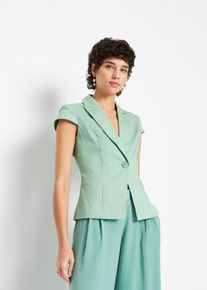 bonprix Kurzarm Blazer aus Baumwollsatin, gr&uuml;n, Gr.54, Modischer Kurzarm Blazer mit einem Knopf, 97% Baumwolle
