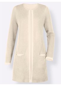 sheego Gro&szlig;e Gr&ouml;&szlig;en Strickjacke mit fixiertem &Auml;rmelaufschlag, beige-ecru, Gr&ouml;&szlig;e 52 - Damen