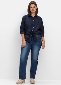 sheego Gro&szlig;e Gr&ouml;&szlig;en Jeansbluse mit Druckkn&ouml;pfen, dark blue denim, Gr&ouml;&szlig;e 56 - Damen