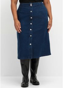 sheego Gro&szlig;e Gr&ouml;&szlig;en Jeansrock mit imitierter Knopfleiste, blue-stone-washed, Gr&ouml;&szlig;e 26 - Damen