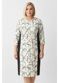 sheego Gro&szlig;e Gr&ouml;&szlig;en Jerseykleid mit seitlichen Uni-Eins&auml;tzen, champagner-graphit-bedruckt, Gr&ouml;&szlig;e 48 - Damen