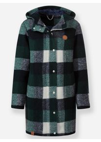 sheego Gro&szlig;e Gr&ouml;&szlig;en Jacke mit mehrfarbigem Karo-Muster, moos-marine-kariert, Gr&ouml;&szlig;e 52 - Damen