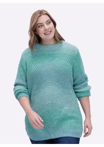 sheego Gro&szlig;e Gr&ouml;&szlig;en Strickpullover mit Kelchkragen, blaugr&uuml;n-bleu-meliert, Gr&ouml;&szlig;e 50 - Damen