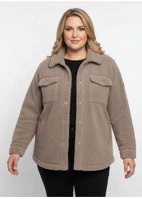 sheego Gro&szlig;e Gr&ouml;&szlig;en Jackenblazer aus Fleece, taupe, Gr&ouml;&szlig;e 52 - Damen