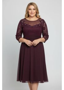 sheego Gro&szlig;e Gr&ouml;&szlig;en Cocktailkleid mit Spitze und Glitzersteinchen, burgund, Gr&ouml;&szlig;e 48 - Damen