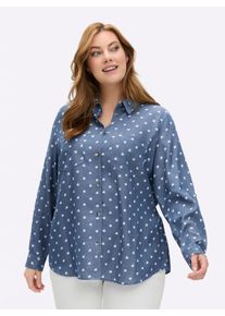 sheego Gro&szlig;e Gr&ouml;&szlig;en Hemdbluse mit krempelbaren &Auml;rmeln, blue-bleached-bedruckt, Gr&ouml;&szlig;e 44 - Damen