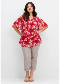 sheego Gro&szlig;e Gr&ouml;&szlig;en Tunika aus Chiffon, erdbeere-gemustert, Gr&ouml;&szlig;e 58 - Damen
