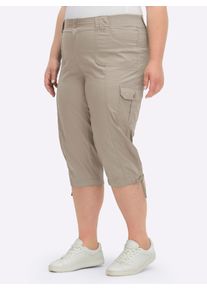 sheego Gro&szlig;e Gr&ouml;&szlig;en Caprihose mit weitenverstellbarem Saum, taupe, Gr&ouml;&szlig;e 52 - Damen