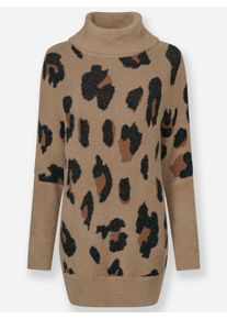 sheego Gro&szlig;e Gr&ouml;&szlig;en Oversize-Pullover mit Animal-Jacquardmuster, camel-schwarz-gemustert, Gr&ouml;&szlig;e 54 - Damen