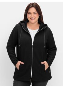 sheego Gro&szlig;e Gr&ouml;&szlig;en Sweatjacke mit Steppung, leicht wattiert, schwarz, Gr&ouml;&szlig;e 52/54 - Damen