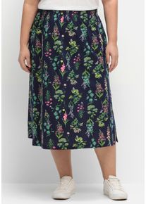 sheego Gro&szlig;e Gr&ouml;&szlig;en Jerseyrock mit Rundum-Dehnbund, marine-altrosa-bedruckt, Gr&ouml;&szlig;e 52 - Damen