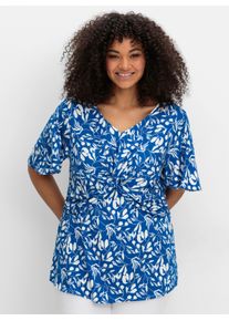 sheego Gro&szlig;e Gr&ouml;&szlig;en Tunika mit Fl&uuml;gel&auml;rmeln, kobalt-gemustert, Gr&ouml;&szlig;e 48 - Damen