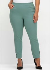 sheego Gro&szlig;e Gr&ouml;&szlig;en Bengalinhose mit Spitze am Saum, jade, Gr&ouml;&szlig;e 27 - Damen