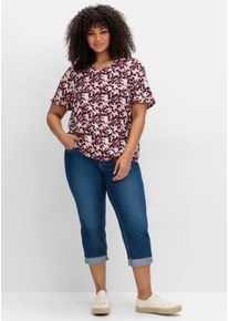 sheego Gro&szlig;e Gr&ouml;&szlig;en Tunika mit Gummizugbund, tiefblau-gemustert, Gr&ouml;&szlig;e 44 - Damen