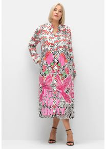 sheego loves miss goodlife sheego Gro&szlig;e Gr&ouml;&szlig;en Druckkleid im Mustermix, mit Manschetten&auml;rmeln, wei&szlig;-gemustert, Gr&ouml;&szlig;e 50 - Damen