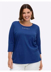 sheego Gro&szlig;e Gr&ouml;&szlig;en 3/4-Arm-Shirt mit Ziersteinchen, royalblau, Gr&ouml;&szlig;e 48 - Damen