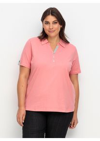 sheego Gro&szlig;e Gr&ouml;&szlig;en Poloshirt mit Kontrasten, flamingo, Gr&ouml;&szlig;e 46 - Damen