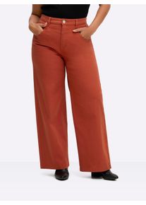 sheego Gro&szlig;e Gr&ouml;&szlig;en Jeans mit weitem Bein und High-Waist-Bund, rostrot, Gr&ouml;&szlig;e 48 - Damen