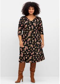 sheego by Joe Browns sheego Gro&szlig;e Gr&ouml;&szlig;en Jerseykleid in kniebedeckender L&auml;nge, Viskose, schwarz-gemustert, Gr&ouml;&szlig;e 46 - Damen