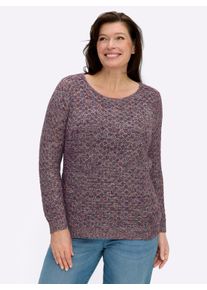 sheego Gro&szlig;e Gr&ouml;&szlig;en Rundhalspullover mit Multicolor-Garn, bordeaux-gemustert, Gr&ouml;&szlig;e 46 - Damen