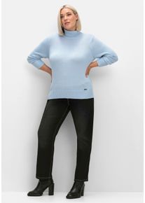 sheego Gro&szlig;e Gr&ouml;&szlig;en Rollkragenpullover im Baumwoll-Mix, eisblau, Gr&ouml;&szlig;e 48 - Damen