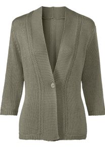 sheego Gro&szlig;e Gr&ouml;&szlig;en Strickjacke in pflegeleichtem B&auml;ndchengarn, khaki, Gr&ouml;&szlig;e 44 - Damen