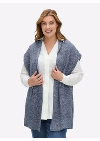 sheego Gro&szlig;e Gr&ouml;&szlig;en Strickweste mit Seitenschlitzen, rauchblau-meliert, Gr&ouml;&szlig;e 52 - Damen