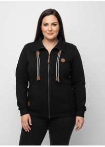 sheego Gro&szlig;e Gr&ouml;&szlig;en Sweatjacke mit Rippb&uuml;ndchen, schwarz, Gr&ouml;&szlig;e 54 - Damen
