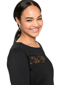 sheego Gro&szlig;e Gr&ouml;&szlig;en Cocktailkleid mit Spitzeneinsatz, schwarz, Gr&ouml;&szlig;e 52 - Damen