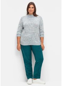 sheego Gro&szlig;e Gr&ouml;&szlig;en Strickpullover mit Stehkragen, mint-meliert, Gr&ouml;&szlig;e 52 - Damen