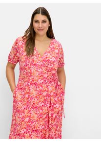 sheego Gro&szlig;e Gr&ouml;&szlig;en Maxikleid in Wickeloptik, pink gemustert, Gr&ouml;&szlig;e 56 - Damen