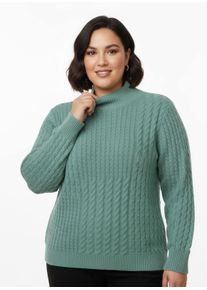 sheego Gro&szlig;e Gr&ouml;&szlig;en Stehkragenpullover in Patchwork-Optik, salbei, Gr&ouml;&szlig;e 50 - Damen