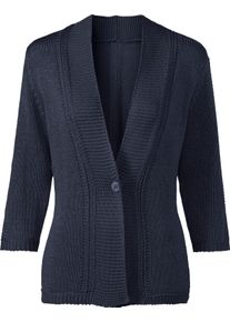 sheego Gro&szlig;e Gr&ouml;&szlig;en Strickjacke in pflegeleichtem B&auml;ndchengarn, marine, Gr&ouml;&szlig;e 44 - Damen