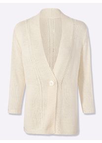 sheego Gro&szlig;e Gr&ouml;&szlig;en Strickjacke in pflegeleichtem B&auml;ndchengarn, champagner, Gr&ouml;&szlig;e 44 - Damen