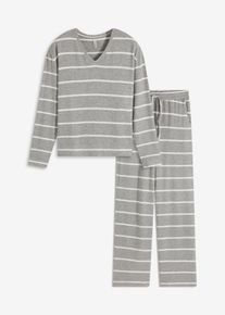 bonprix Weit geschnittener Loungewear Hausanzug aus weichem Material, grau, Gr.36/38 (S), Gem&uuml;tlicher Loungewear Hausanzug mit modernen oversized Shirt und einer weiten Hose, aus Viskose