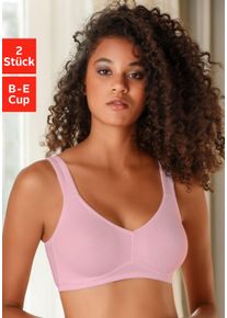 sheego Gro&szlig;e Gr&ouml;&szlig;en Soft-BH, rosa+wei&szlig;, Gr&ouml;&szlig;e 85B - Damen