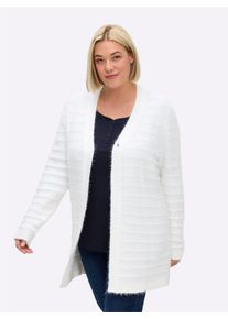 sheego Gro&szlig;e Gr&ouml;&szlig;en Strickjacke in langer Form mit Druckknopf, ecru, Gr&ouml;&szlig;e 56/58 - Damen