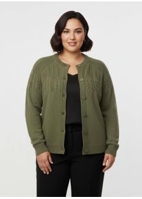 sheego Gro&szlig;e Gr&ouml;&szlig;en Strickjacke mit Raglan-&Auml;rmeln, oliv-meliert, Gr&ouml;&szlig;e 48 - Damen