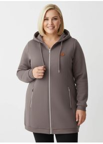 sheego Gro&szlig;e Gr&ouml;&szlig;en Sweatjacke in weich angerauter Qualit&auml;t, dunkeltaupe, Gr&ouml;&szlig;e 48 - Damen