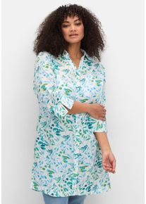 sheego Gro&szlig;e Gr&ouml;&szlig;en Hemdbluse mit Bl&auml;tterdruck und 3/4-&Auml;rmeln, ecru-gemustert, Gr&ouml;&szlig;e 48 - Damen