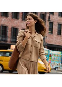 LANDS' END Feinstrick-Baumwolljacke, Damen,  Braun, Baumwolle, by Lands' End