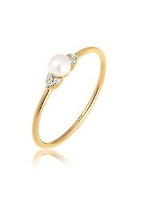 Elli Ringe - Ring Verlobung Perle Diamant (0.03 ct.) 585 Gelbgo - Gr. 52 MM - in Gold - f&uuml;r Damen
