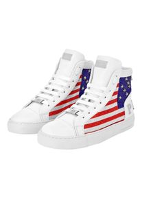Philipp Plein Low-Top Sneaker - Mid-Top Turnschuhe Mit Nieten Verziert - Gr. 41 (EU) - in Wei&szlig; - f&uuml;r Damen