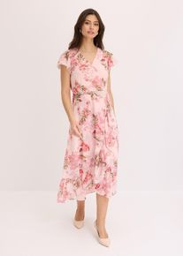 bonprix Chiffonkleid mit Volants, rosa, Gr.48, Modernes Kleid mit Volant
