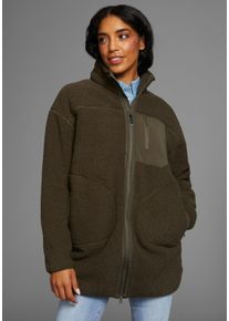 Polarino sheego Gro&szlig;e Gr&ouml;&szlig;en Fleecejacke, olivgr&uuml;n, Gr&ouml;&szlig;e 48/50 - Damen