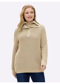 sheego Gro&szlig;e Gr&ouml;&szlig;en Strickpullover mit Troyerkragen, sand, Gr&ouml;&szlig;e 50 - Damen