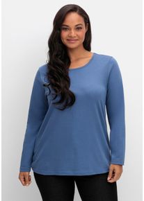 sheego Gro&szlig;e Gr&ouml;&szlig;en Langarmshirt, jeansblau, Gr&ouml;&szlig;e 50 - Damen
