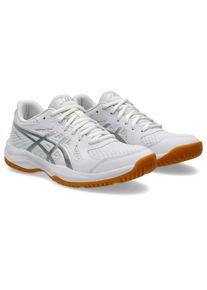 Hallenschuh asics "UPCOURT 6", Damen, Gr. 42, wei&szlig; (wei&szlig;, pure silber), Synthetik, Textil, Schuhe Hallenschuh, besonders geeignet f&uuml;r Handball und Volleyball